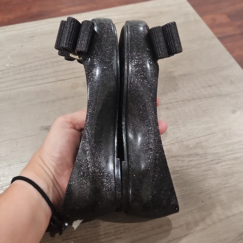 Mel by Melissa Space Love x Jason Wu Black Glitter Ballet Flats Shoes